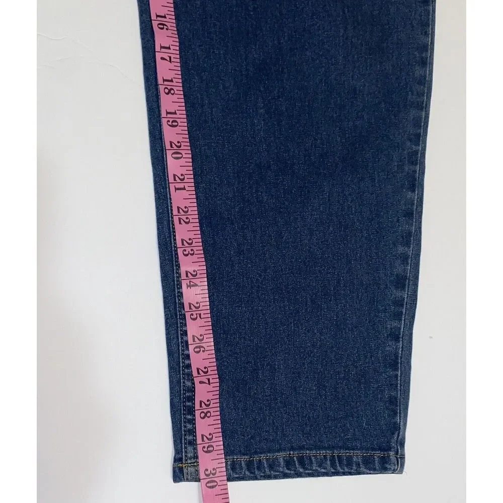 LL Bean Womens High Rise Tapered Leg Jean Classic Mom Jeans Blue Comfort Size 12 - Picture 14 of 15